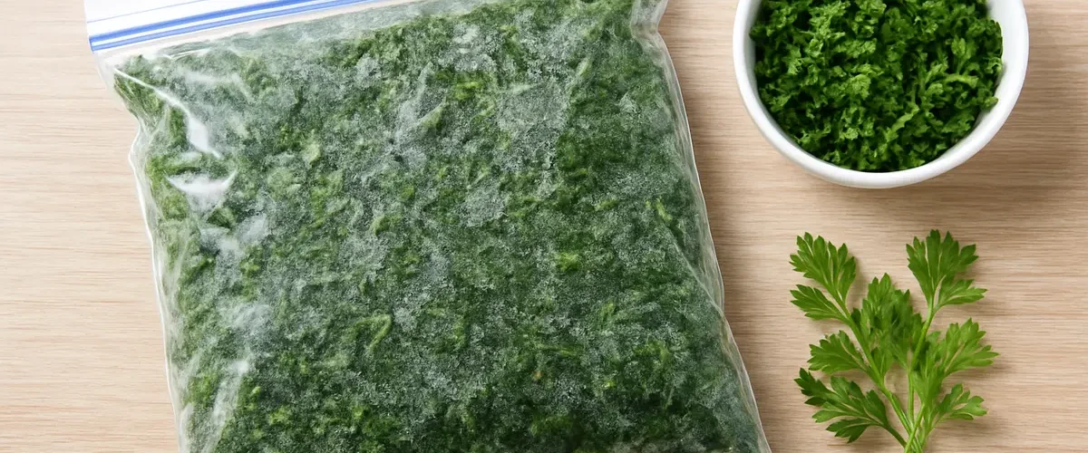 نمایی از یک بسته‌بندی برای فریز کردن سبزی قورمه 