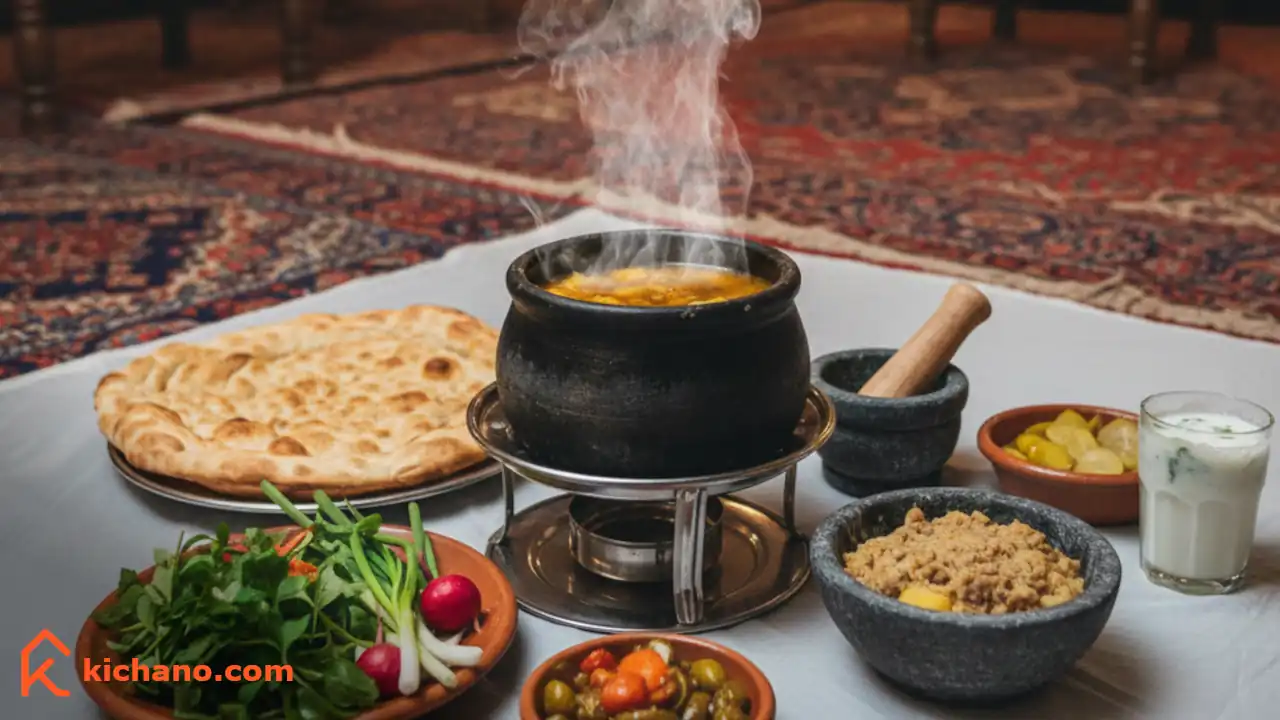 دیزی سبک ایرانی به‌عنوان یک ناهار ساده نونی