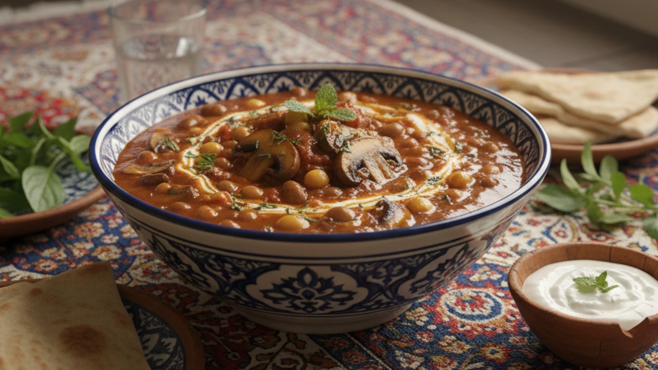 خوراک لوبیا چیتی با قارچ، یک ناهار سریع و ساده