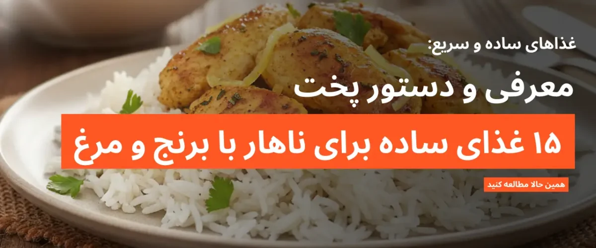 آموزش کامل ۱۵ غذای ساده برای ناهار با برنج و مرغ
