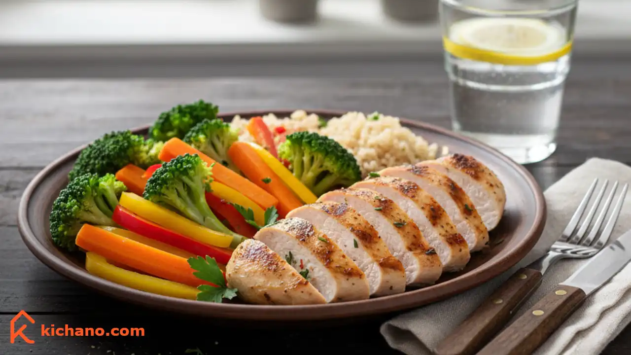 یک شام رژیمی ساده همراه با فیله مرغ